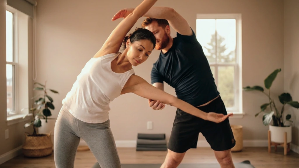 A kinesiologist observing a client's standing reach and balance during an assessment