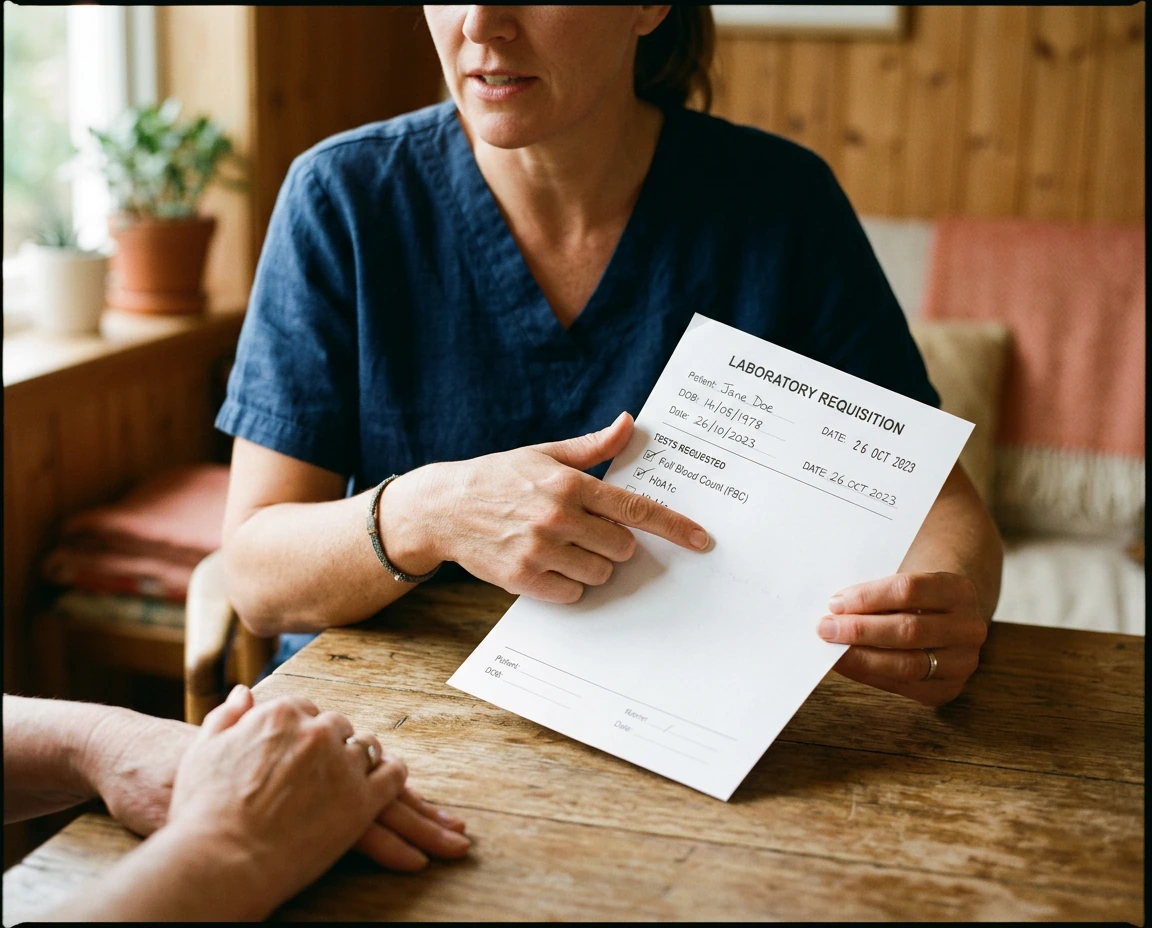 A naturopathic doctor reviewing lab test results with a patient