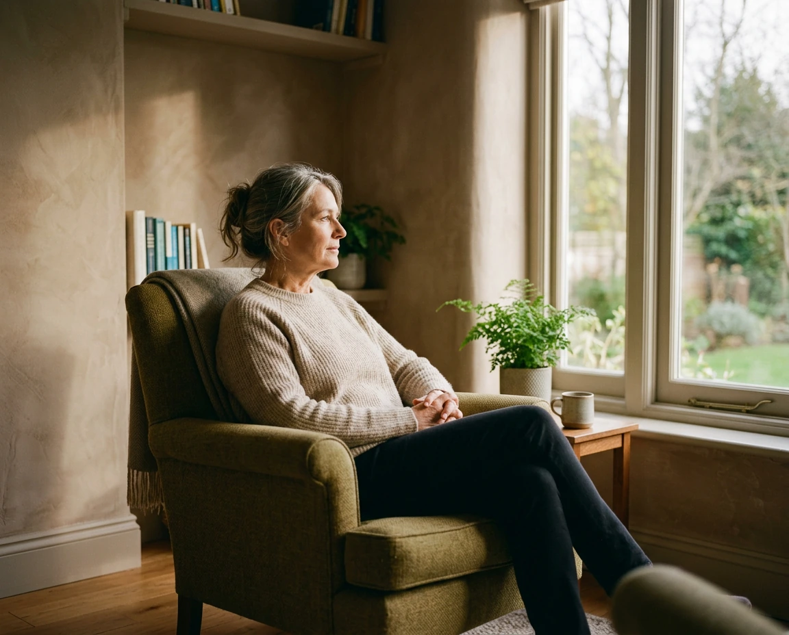 A patient sitting by a bright window during ongoing naturopathic care