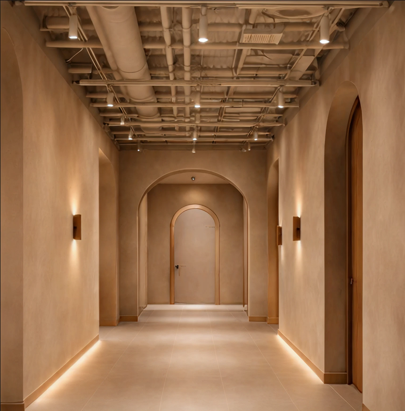 The warmly lit interior corridor of LYV Health at 188 Spadina